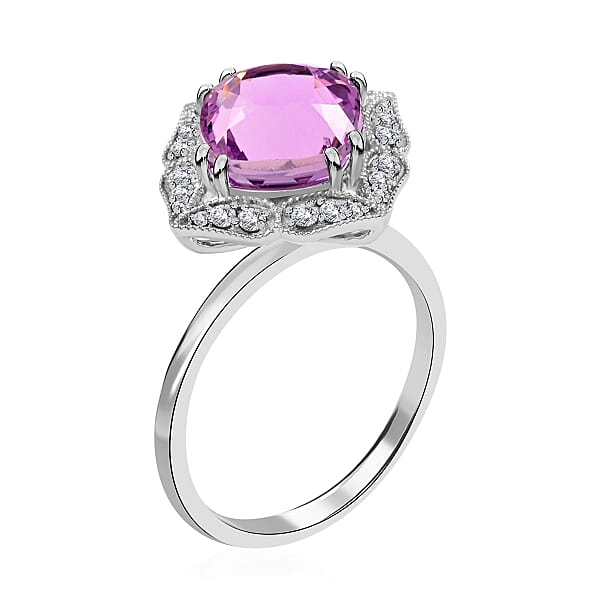 Shop Lc Certified & Appraised Rhapsody 950 Platinum AAA Patroke Kunzite And E-F VS Diamond Floral Ring 5.90 Grams 4.50 Ctw