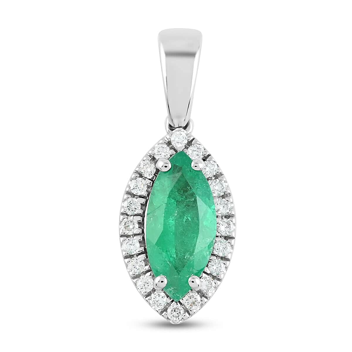 shop lc Certified & Appraised Rhapsody 950 Platinum AAAA Boyaca Colombian Emerald and E-F VS Diamond Halo Pendant 1.20 ctw