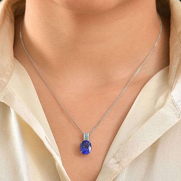 Shop Lc Certified & Appraised Rhapsody 950 Platinum AAAA Ceylon Blue Sapphire Paraiba Tourmaline And E-F VS Diamond 1.50 Ctw Pendant Necklace 20 Inches