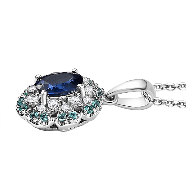 Shop Lc Certified & Appraised Rhapsody 950 Platinum AAAA Ceylon Blue Sapphire Paraiba Tourmaline And E-F VS Diamond 1.50 Ctw Pendant Necklace 20 Inches