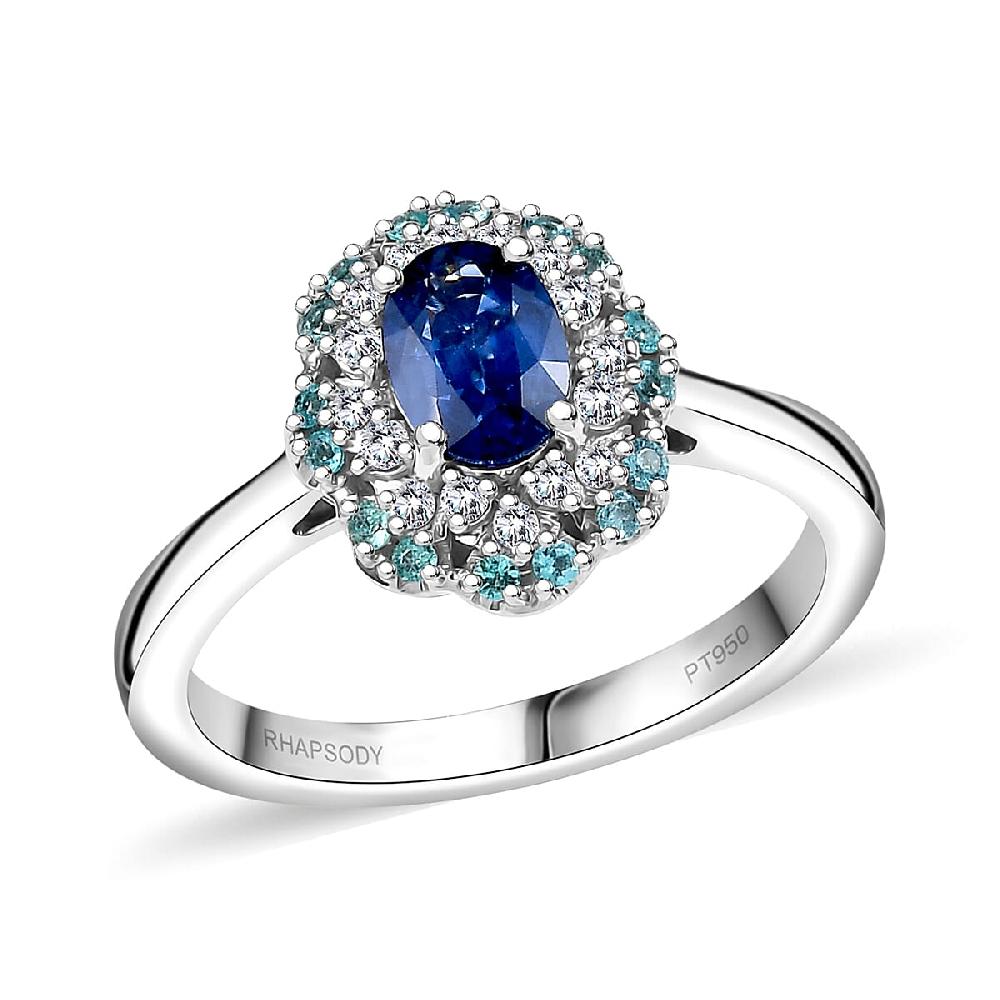 shop lc Certified & Appraised Rhapsody 950 Platinum AAAA Ceylon Blue Sapphire Paraiba Tourmaline and Diamond (E-F VS) (0.24 cts) Ring (8 g) 1.50 ctw