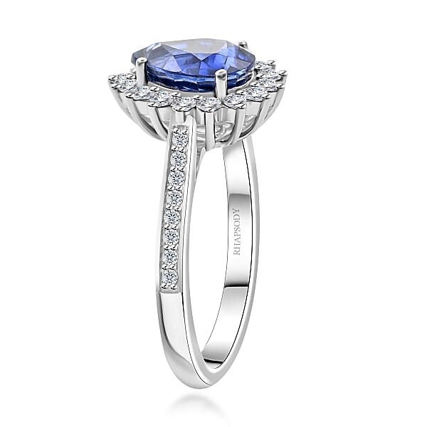 Shop Lc Certified & Appraised Rhapsody 950 Platinum AAAA Ceylon Blue Sapphire And E-F VS Diamond Ring 5.86 Grams 2.60 Ctw