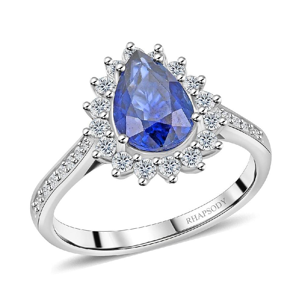 shop lc Certified & Appraised Rhapsody 950 Platinum AAAA Ceylon Blue Sapphire and E-F VS Diamond Ring 5.86 Grams 2.60 ctw
