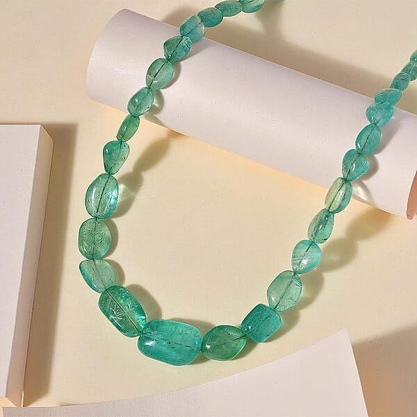 Shop Lc Certified & Appraised Rhapsody 950 Platinum AAAA Emerald Beaded Graduated Necklace 18-20 Inches With Extender 170.00 Ctw