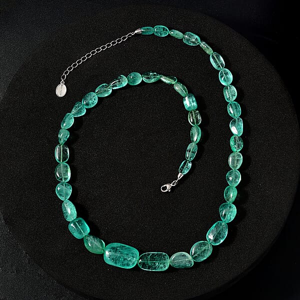 Shop Lc Certified & Appraised Rhapsody 950 Platinum AAAA Emerald Beaded Graduated Necklace 18-20 Inches With Extender 170.00 Ctw
