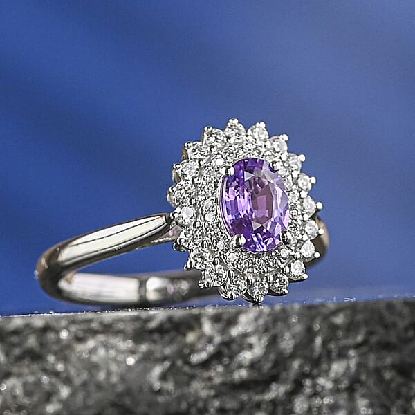 Shop Lc Certified & Appraised Rhapsody 950 Platinum AAAA Madagascar Purple Sapphire And E-F VS Diamond Ring 6.15 Grams 1.25 Ctw