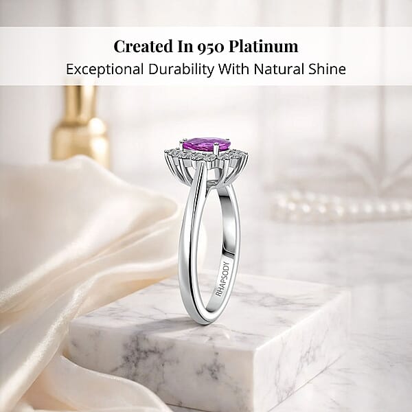 Shop Lc Certified & Appraised Rhapsody 950 Platinum AAAA Madagascar Purple Sapphire And E-F VS Diamond Ring 5.40 Grams 1.00 Ctw