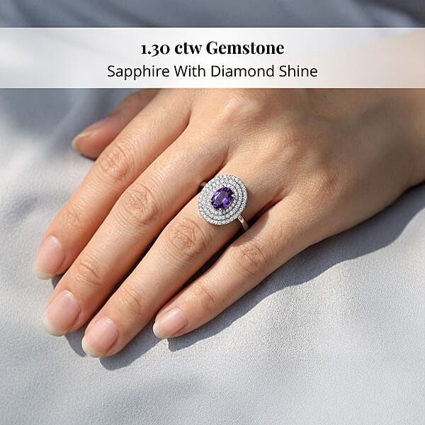 Shop Lc Certified & Appraised Rhapsody 950 Platinum AAAA Madagascar Purple Sapphire And E-F VS Diamond Cocktail Ring 7.30 Grams 1.30 Ctw