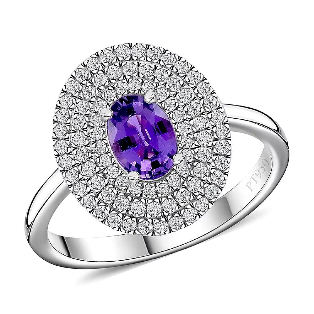 shop lc Certified & Appraised Rhapsody 950 Platinum AAAA Madagascar Purple Sapphire and E-F VS Diamond Cocktail Ring 7.30 Grams 1.30 ctw