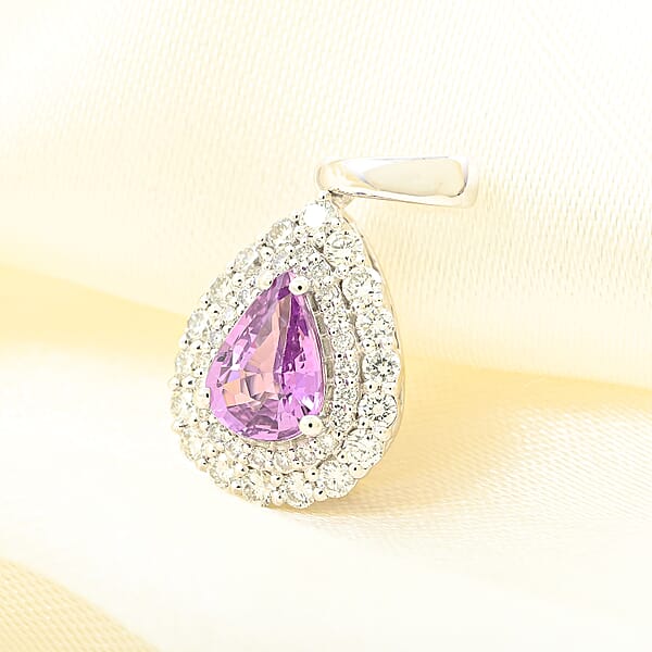 Shop Lc Certified & Appraised Rhapsody 950 Platinum AAAA Madagascar Purple Sapphire And E-F VS Diamond Cocktail Pendant Without Chain 1.10 Ctw