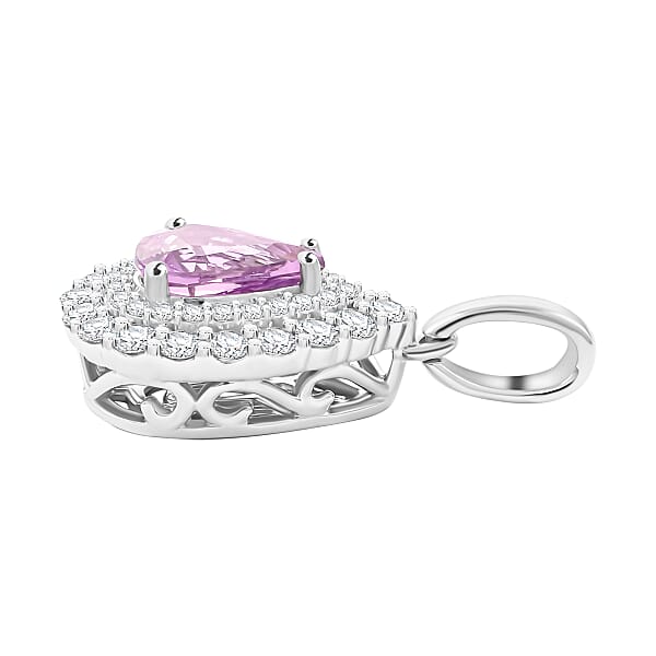 Shop Lc Certified & Appraised Rhapsody 950 Platinum AAAA Madagascar Purple Sapphire And E-F VS Diamond Cocktail Pendant Without Chain 1.10 Ctw