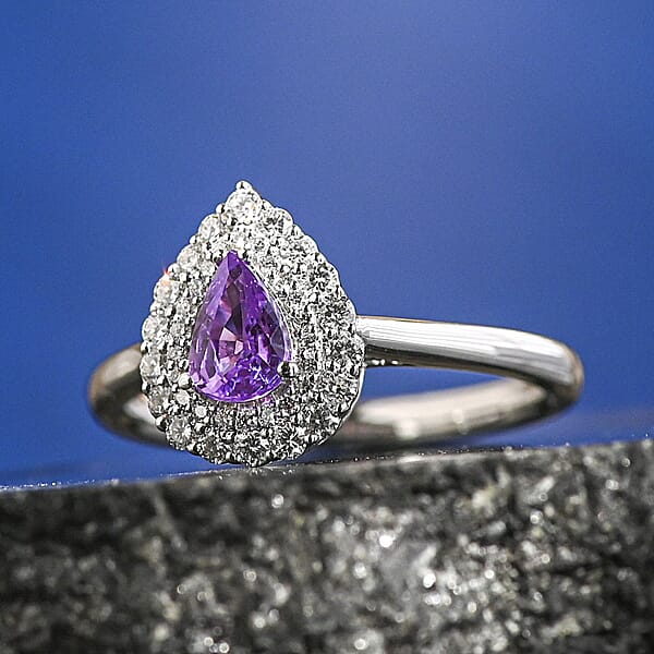 Shop Lc Certified & Appraised Rhapsody 950 Platinum AAAA Madagascar Purple Sapphire And E-F VS Diamond Cocktail Ring 6.60 Grams 1.10 Ctw