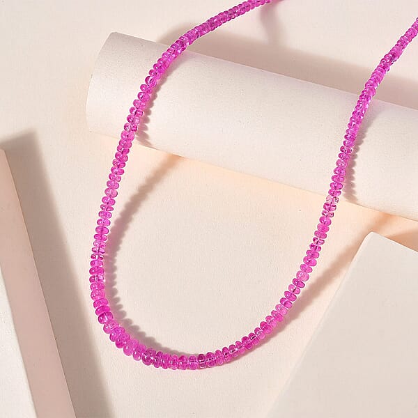 Shop Lc Certified & Appraised Rhapsody 950 Platinum AAAA Madagascar Pink Sapphire Beaded Graduated Necklace 18-20 Inches 68.00 Ctw