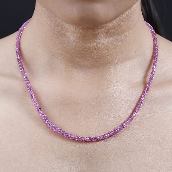 Shop Lc Certified & Appraised Rhapsody 950 Platinum AAAA Madagascar Pink Sapphire Beaded Graduated Necklace 18-20 Inches 68.00 Ctw