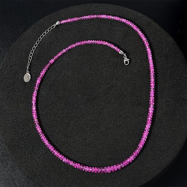 Shop Lc Certified & Appraised Rhapsody 950 Platinum AAAA Madagascar Pink Sapphire Beaded Graduated Necklace 18-20 Inches 68.00 Ctw