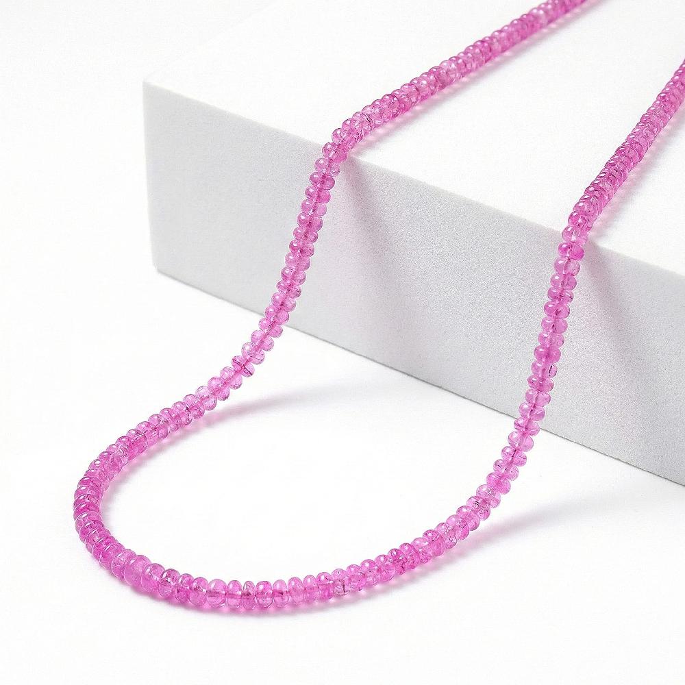 shop lc Certified & Appraised Rhapsody 950 Platinum AAAA Madagascar Pink Sapphire Beaded Graduated Necklace 18-20 Inches 68.00 ctw