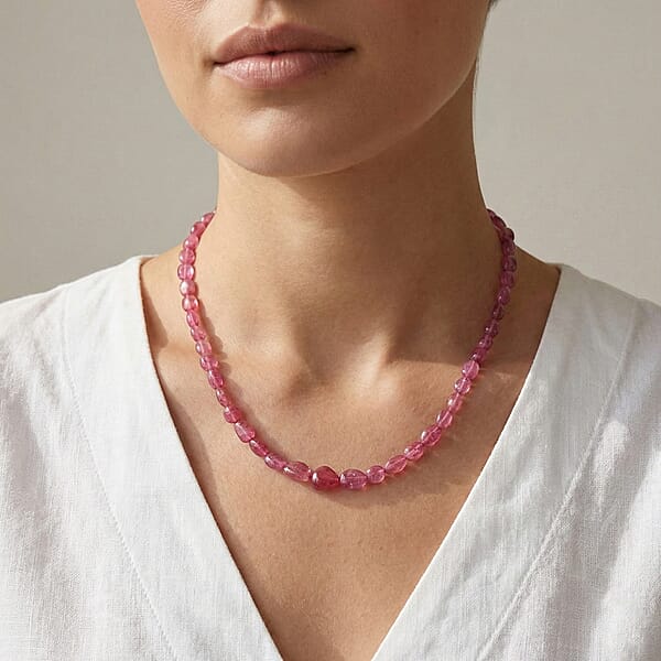 Shop Lc Certified & Appraised Rhapsody 950 Platinum AAAA Mahenge Spinel Beaded Necklace 18 Inches 90.00 Ctw