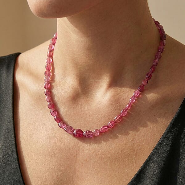 Shop Lc Certified & Appraised Rhapsody 950 Platinum AAAA Mahenge Spinel Beaded Necklace 18 Inches 90.00 Ctw
