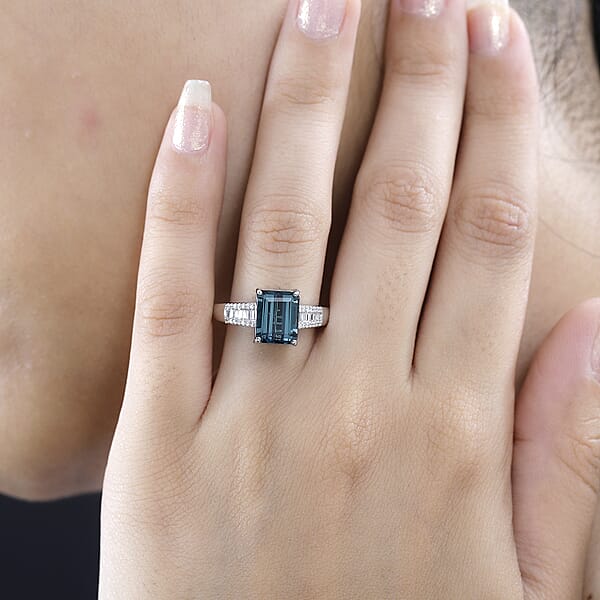 Shop Lc Certified & Appraised Rhapsody 950 Platinum AAAA Monte Belo Indicolite And E-F VS Diamond Ring 8 Grams 4.25 Ctw