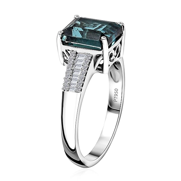 Shop Lc Certified & Appraised Rhapsody 950 Platinum AAAA Monte Belo Indicolite And E-F VS Diamond Ring 8 Grams 4.25 Ctw