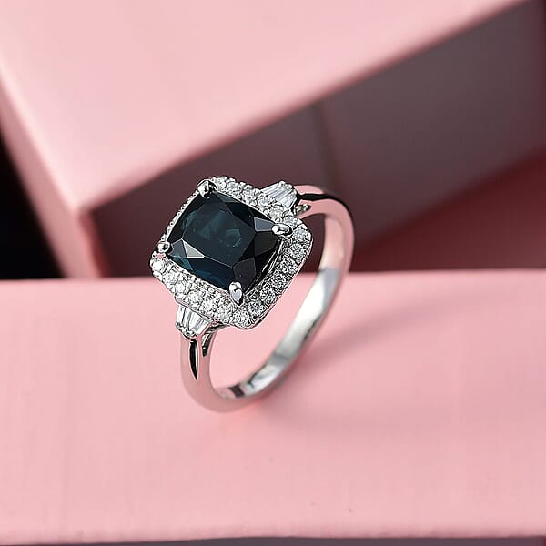 Shop Lc Certified & Appraised Rhapsody 950 Platinum AAAA Monte Belo Indicolite Diamond (E-F VS) (0.32 Cts) Ring (6.90 G) 3.03 Ctw