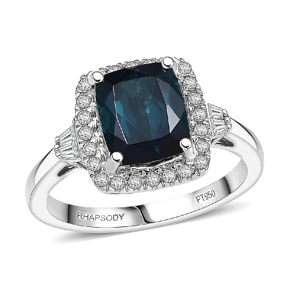 shop lc Certified & Appraised Rhapsody 950 Platinum AAAA Monte Belo Indicolite Diamond (E-F VS) (0.32 cts) Ring (6.90 g) 3.03 ctw