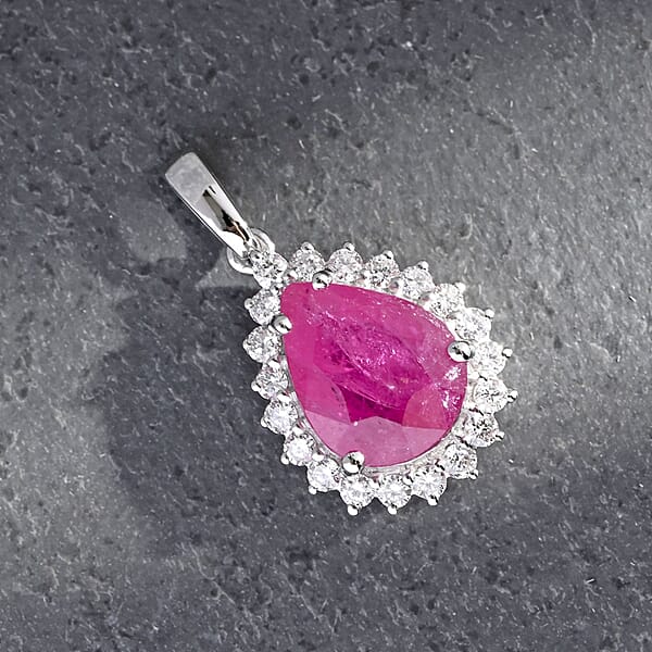 Shop Lc Certified & Appraised Rhapsody 950 Platinum AAAA Mozambique Ruby And E-F VS Diamond Pendant Without Chain 2.05 Ctw
