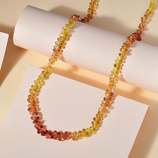 Shop Lc Certified & Appraised Rhapsody 950 Platinum AAAA Multi Sapphire Beaded Graduated Necklace 18-20 Inches 55.00 Ctw