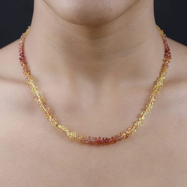 Shop Lc Certified & Appraised Rhapsody 950 Platinum AAAA Multi Sapphire Beaded Graduated Necklace 18-20 Inches 55.00 Ctw