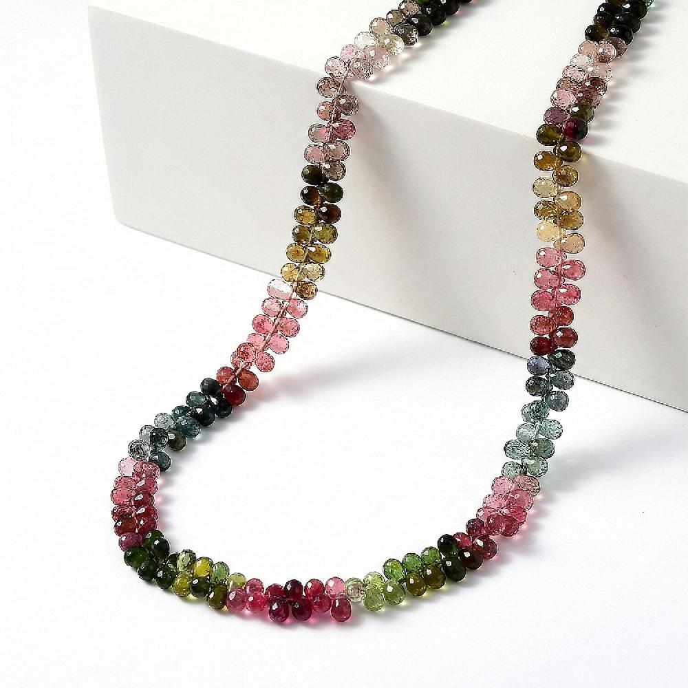 shop lc Certified & Appraised Rhapsody 950 Platinum AAAA Multi-Tourmaline Beaded Graduated Necklace 18 Inches with 2 Inch Extender 165.00 ctw