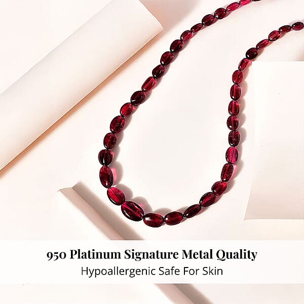 Shop Lc Certified & Appraised Rhapsody 950 Platinum AAAA Ouro Fino Rubellite Beaded Graduated Necklace 18 Inches With 2 Inch Extender 100.00 Ctw
