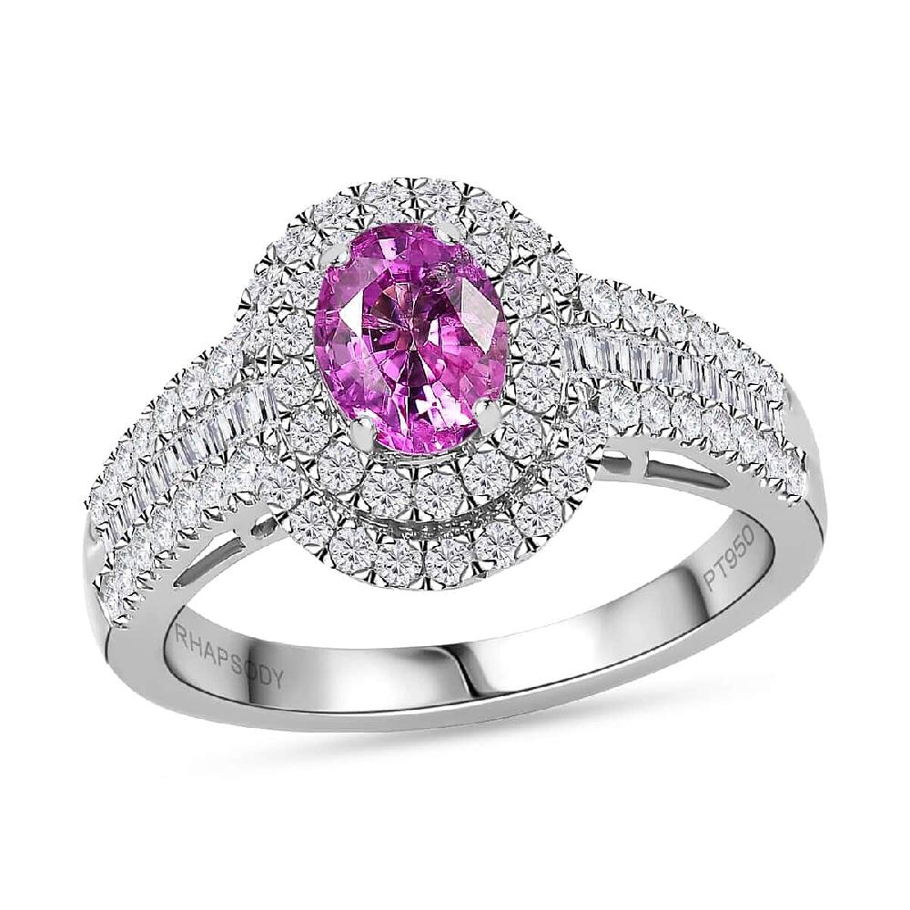 shop lc Certified & Appraised Rhapsody 950 Platinum AAAA Padparadscha Sapphire Diamond (E-F VS2) (01.78 cts) Ring (6.55 g) 1.75 ctw