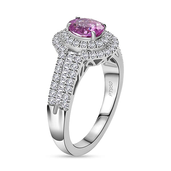 Shop Lc Certified & Appraised Rhapsody 950 Platinum AAAA Padparadscha Sapphire Diamond (E-F VS2) (01.78 Cts) Ring (6.55 G) 1.75 Ctw