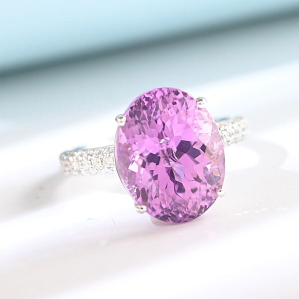 Shop Lc Certified & Appraised Rhapsody 950 Platinum AAAA Patroke Kunzite And E-F VS Diamond Ring 6.85 Grams 9.20 Ctw