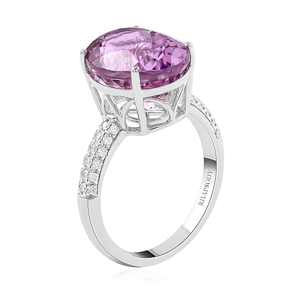 Shop Lc Certified & Appraised Rhapsody 950 Platinum AAAA Patroke Kunzite And E-F VS Diamond Ring 6.85 Grams 9.20 Ctw