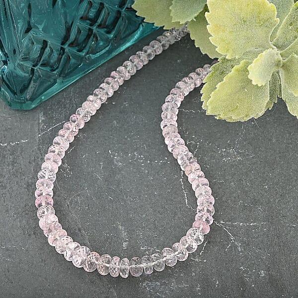 Shop Lc Certified & Appraised Rhapsody 950 Platinum AAAA Pink Morganite Beaded Necklace 18 Inches 125.00 Ctw