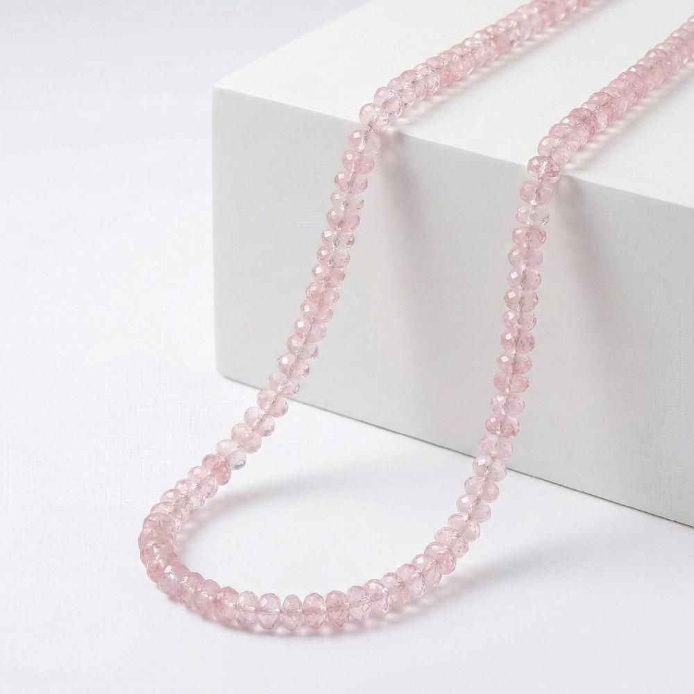 shop lc Certified & Appraised Rhapsody 950 Platinum AAAA Pink Morganite Beaded Necklace 18 Inches 125.00 ctw