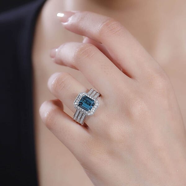 Shop Lc Certified & Appraised Rhapsody 950 Platinum AAAA Pirineu Lagoon Tourmaline Diamond (E-F VS2) (0.63 Cts) Ring (10 G) 3.86 Ctw