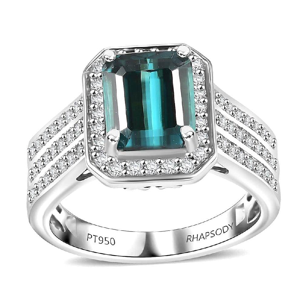 shop lc Certified & Appraised Rhapsody 950 Platinum AAAA Pirineu Lagoon Tourmaline Diamond (E-F VS2) (0.63 cts) Ring (10 g) 3.86 ctw