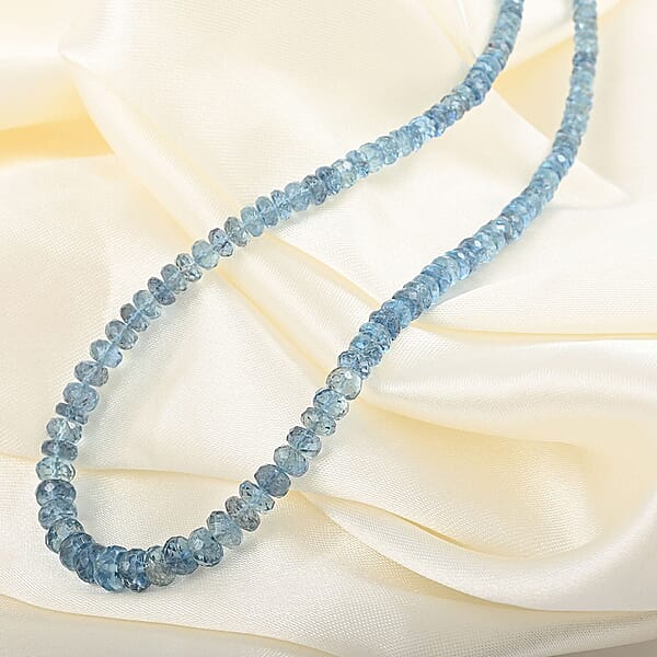 Shop Lc Certified & Appraised Rhapsody 950 Platinum AAAA Santa Maria Aquamarine Graduated Single Strand Beaded Necklace 18 Inches 60.00 Ctw