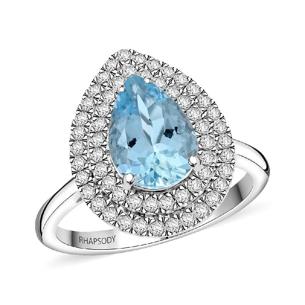 shop lc Certified & Appraised Rhapsody 950 Platinum AAAA Santa Maria Aquamarine Diamond (E-F VS) (0.45 cts) Ring (8.10 g) 2.05 ctw