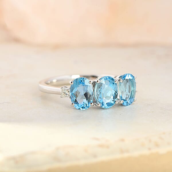 Shop Lc Certified & Appraised Rhapsody 950 Platinum AAAA Santa Maria Aquamarine And E-F VS Diamond Trilogy Ring 2.20 Ctw
