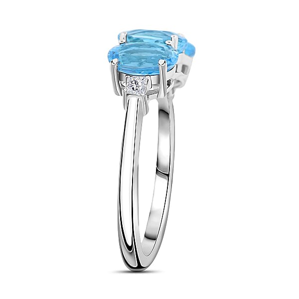 Shop Lc Certified & Appraised Rhapsody 950 Platinum AAAA Santa Maria Aquamarine And E-F VS Diamond Trilogy Ring 2.20 Ctw