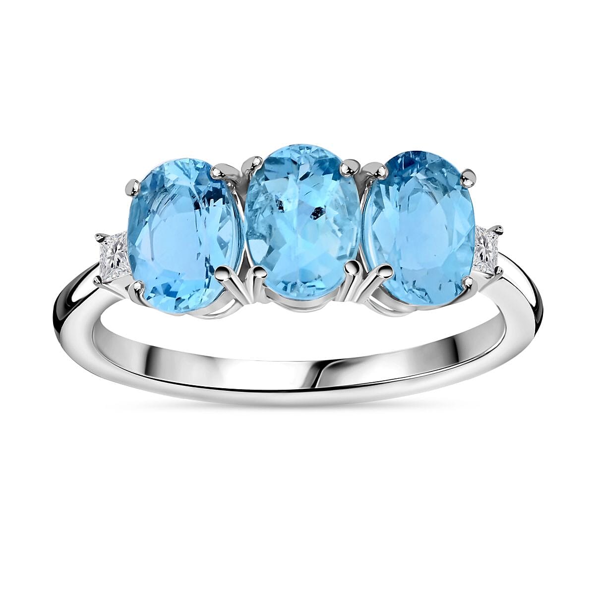 shop lc Certified & Appraised Rhapsody 950 Platinum AAAA Santa Maria Aquamarine and E-F VS Diamond Trilogy Ring 2.20 ctw