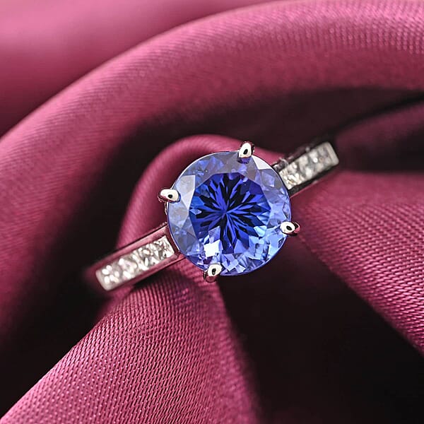 Shop Lc Certified & Appraised Rhapsody 950 Platinum AAAA Tanzanite And E-F VS Diamond Ring 5.20 Grams 2.50 Ctw