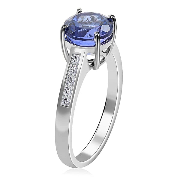 Shop Lc Certified & Appraised Rhapsody 950 Platinum AAAA Tanzanite And E-F VS Diamond Ring 5.20 Grams 2.50 Ctw