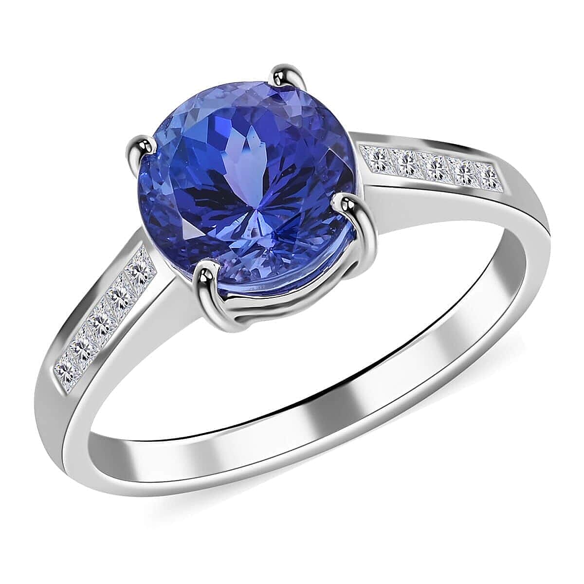 shop lc Certified & Appraised Rhapsody 950 Platinum AAAA Tanzanite and E-F VS Diamond Ring 5.20 Grams 2.50 ctw