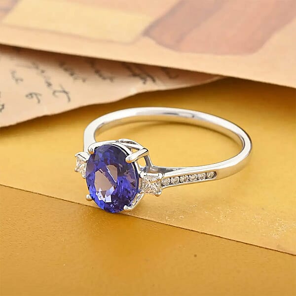 Shop Lc Certified & Appraised Rhapsody 950 Platinum AAAA Tanzanite And E-F VS Diamond Ring 4.35 Grams 2.85 Ctw
