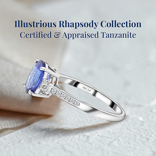 Shop Lc Certified & Appraised Rhapsody 950 Platinum AAAA Tanzanite And E-F VS Diamond Ring 4.35 Grams 2.85 Ctw