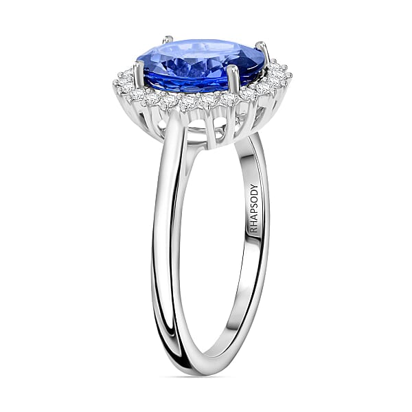 Shop Lc Certified & Appraised Rhapsody 950 Platinum AAAA Tanzanite And E-F VS Diamond Sunburst Ring 6.20 Grams 3.10 Ctw